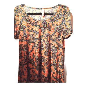 LuLaRoe Extra Long Blouse Orange Multi-Color S